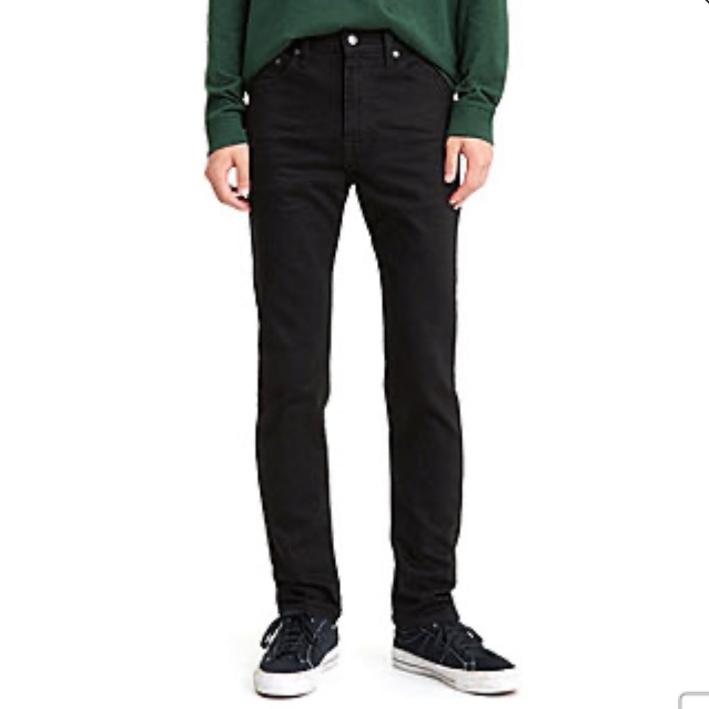 Levi straight leg black skinny fit jeans 36x32